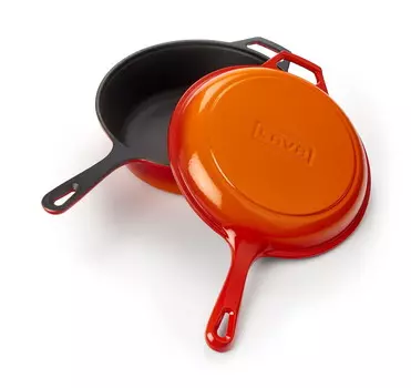 Сковорода глубокая с крышкой Lava Cast Iron, оранжевый