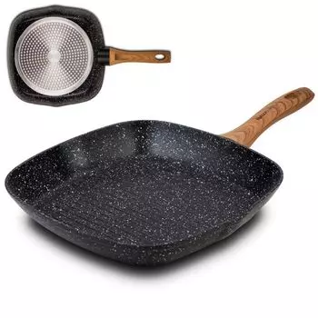 Сковорода/гриль НАВА НАТУРА с гранитным покрытием квадрат 28х28 см для индукционных газовых плит Nava