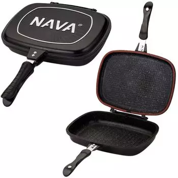 Сковорода-гриль NAVA сковорода-гриль с гранитным покрытием FUNTZIO, запираемая с обеих сторон, прямоугольная с силиконовым уплотнением 32 см