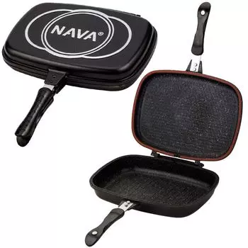 Сковорода-гриль NAVA сковорода-гриль с гранитным покрытием FUNTZIO, запираемая с обеих сторон, прямоугольная с силиконовым уплотнением 36 см