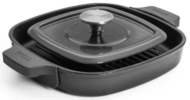 Сковорода-гриль WOLL "Iron", чугун, (1 шт.), 24х24 см, индукция 24 см + высота 4,5 см., серый