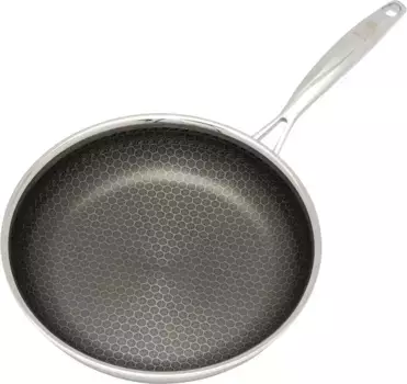 Сковорода HENSSLERS, нержавеющая сталь, (1 шт.), 3-х слойный материал, сотовая структура и антипригарное покрытие, индукционная 24 см + высота 5 см, цвет edelstahlfarben