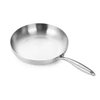 Сковорода индукционная универсальная универсальная сковорода нержавеющая сталь все варочные панели без покрытия 30 см 4 литра Morleos, серебро