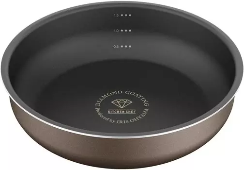 Сковорода Iris Ohyama PDCI-S20 серии D-Plus, 7,9 дюйма (20 см), совместима с индукционными и газовыми плитами, съемная ручка, глубокая, легкая, каштаново-коричневого цвета, Braun