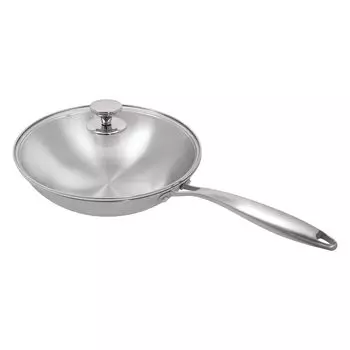 Сковорода из нержавеющей стали со стеклянной крышкой easybuy, серебро