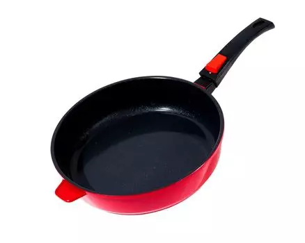 Сковорода KING BRILLANT 28см из литого алюминия / цвет: красный / со съемной ручкой