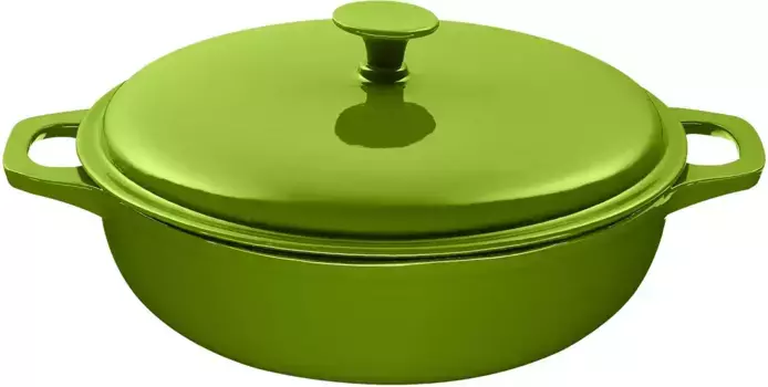 Сковорода KING, чугунная эмаль, (1 шт.), 30 см, многослойная эмаль, индукция 4 л + 30 см + высота 9 см, темно-зеленый