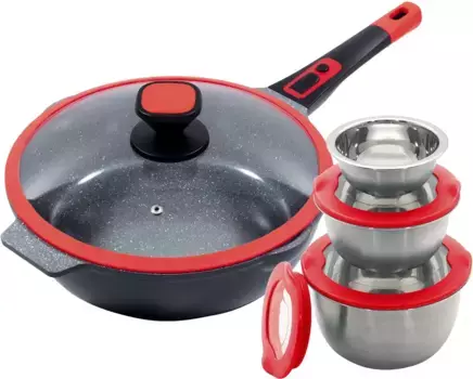 Сковорода KING "Click-Grip" 28 см + высота 8,5 см, красный