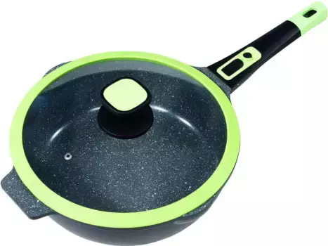 Сковорода KING "Click-Grip", литой алюминий, (1 шт.), съемная ручка, индукционная 24 см + высота 7,5 см, зеленый/черный