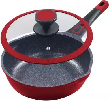 Сковорода KING "Moonscape", литой алюминий, индукционная, съемная ручка, покрытие MOONSCAPE 28 см + высота 8,5 см, красный