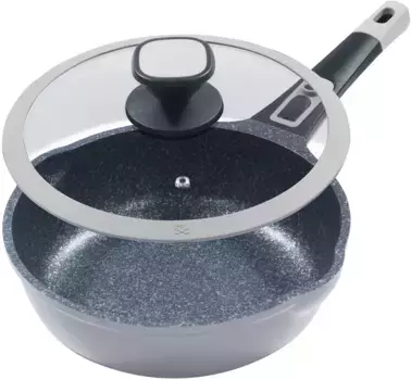 Сковорода KING "Moonscape", литой алюминий, индукционная, съемная ручка, покрытие MOONSCAPE 24 см + высота 7,5 см, серый