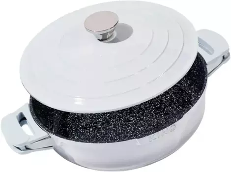 Сковорода KING "Shine Grey", литой алюминий, (1 шт.), 28 см, индукционная 28 см + высота 8 см, серый/черный