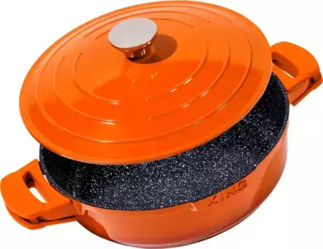 Сковорода KING "Shine Orange", литой алюминий, (1 шт.), 28 см, индукционная 28 см + высота 8 см, цвет orange