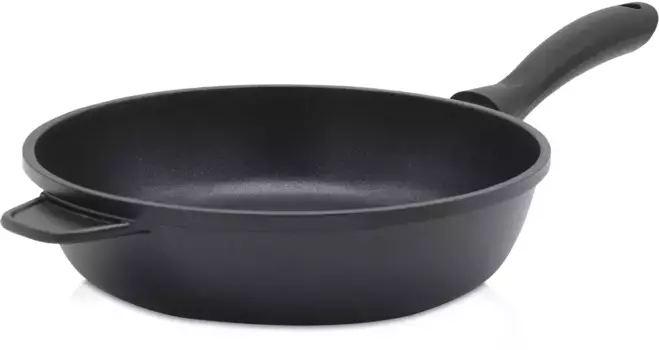 Сковорода Krger "Cast aluminium pan deep LEIPZIG", литой алюминий, (1 шт.), качественное антипригарное покрытие, глубокий дизайн 28 см + высота 7,5 см, черный