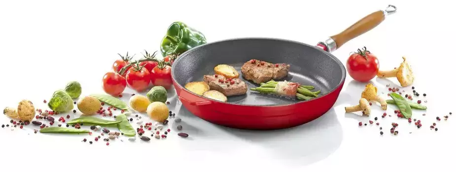 Сковорода Крюгер "Вулкан", чугун, (1 шт.), индукция Krger 24 см, красный