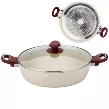 Сковорода НАВА сковорода с крышкой с керамогранитным покрытием для жарки, тушения продуктов для индукционных газовых плит TERRESTRIAL 28 см | 3,5 л Nava