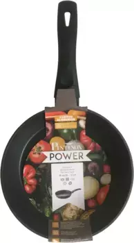 Сковорода PINTINOX "Power", алюминий, 2-х слойное антипригарное покрытие, со стеклянной крышкой, подходит для индукционной плиты 28 см, черный
