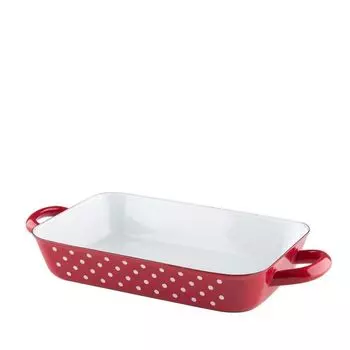 Сковорода Рис 26/17см сковорода/сковорода эмалированная в горошек красная Riess, красный