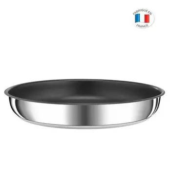 Сковорода TEFAL 24 см, нержавеющая сталь, антипригарное покрытие, ручка приобретается отдельно, серебро