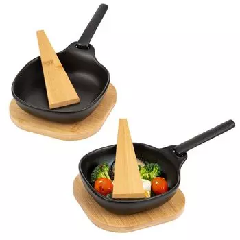 Сковороды для гриля Bremermann, набор из 2 штук, включая бамбуковые подставки и бамбуковые скребки