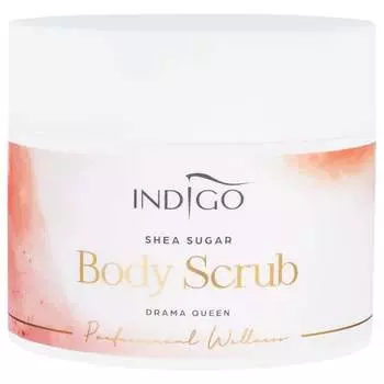 Скраб для тела Indigo Drama Queen крупнозернистый сахарный 300г с маслом кокоса, макадамии и миндаля | увлажняет