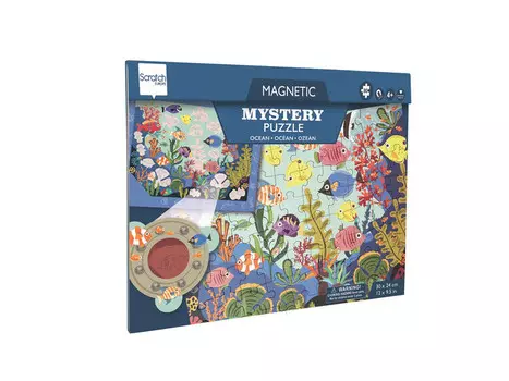 Скретч, Магнитный пазл 2 в 1 и Игра-Поиск с лупой - Океан 80 шт. Scratch