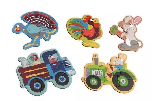 Скретч, пазл, Ферма, 3/4/5/6/8 шт. Scratch