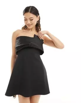 Скульптурное черное платье мини с контрастным атласным лифом ASOS DESIGN