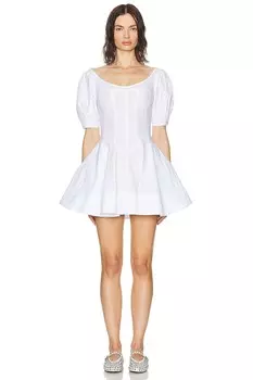 Скульптурное мини-платье из поплина Helsa, белый