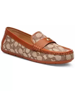Скульптурные классические лоферы Sculpted C Leather Classic Loafer Flats из кожи COACH, коричневый