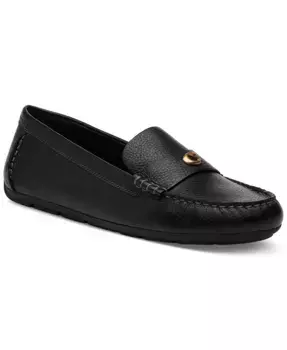Скульптурные классические лоферы Sculpted C Leather Classic Loafer Flats из кожи COACH, черный