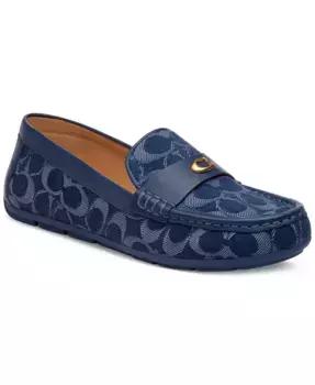 Скульптурные классические лоферы Sculpted C Leather Classic Loafer Flats из кожи COACH, синий