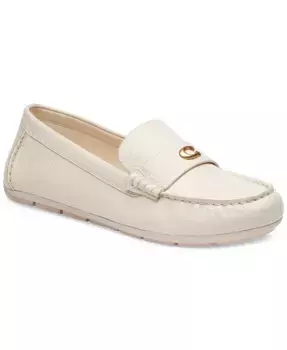 Скульптурные классические лоферы Sculpted C Leather Classic Loafer Flats из кожи COACH, белый