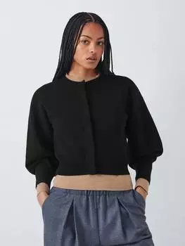 Скульптурные рукава хлопок вязаный кардиган John Lewis, черный