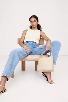 Скульптурный ребристый топ Cece Banana Republic, белый