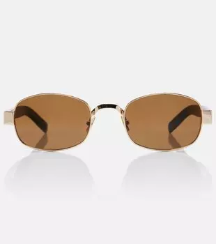 SL 706 квадратные солнцезащитные очки Saint Laurent, Gold-Black-Brown