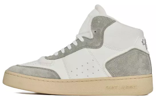 SL/80 Скейтбординговые туфли женские высокие белые/серые Saint Laurent