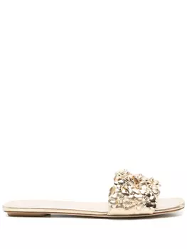 Слайды с цветочными деталями Stuart Weitzman, золотой