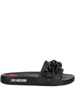 Слайды с подробностями цепи Love Moschino, черный