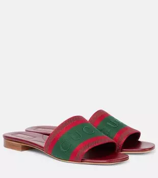 Слайды с вышитой полосой Web Gucci, Red-Green/Bulgaro
