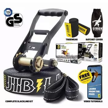 Слэклайн Gibbon Jibline с защитой от деревьев, черный