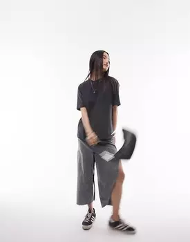 Сланцевая базовая футболка Topshop с короткими рукавами премиум-класса