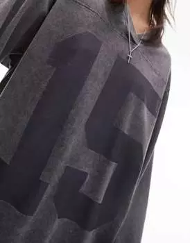 Сланцевые спортивные кеды Topshop с v-образным вырезом и длинными рукавами