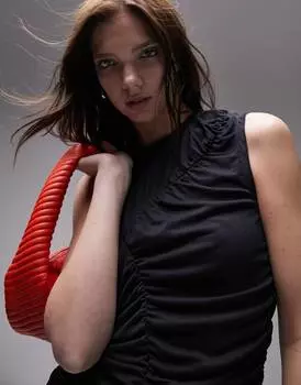 Сланцевый топ со сборками Topshop cupro