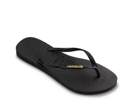 Сланцы металлизированные с логотипом - женские Havaianas, Black/Gold