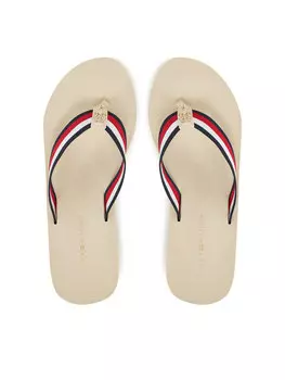 Сланцы Th Corporate Wedge Beach Sandal FW0FW08520 Tommy Hilfiger, бежевый