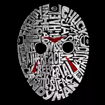 Slasher Movie Villians — мужская футболка с рисунком Word Art LA Pop Art, черный