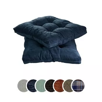 Sleepling - Комплект подушек для стула из 2-х подушек для сидения из мебельной ткани, 40 х 40 х 6 см, моющиеся, темно-синий