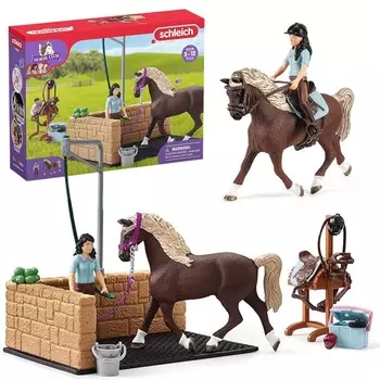 SLH42438 Schleich Horse Club - Мойка лошадей Эмили и Луна, фигурки для детей 5+