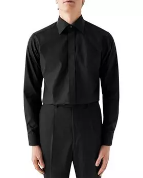 Slim Fit Pin Dot Piqu&;eacute; Рубашка на пуговицах спереди Eton, цвет Black